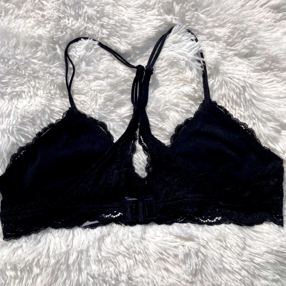 Aerie Black Lace Bra Size L Fully Lined No Underwire Racer Back New with Tags